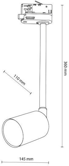 TK Lighting Единично Спот с Цокъл GU10 в Черен Цвят