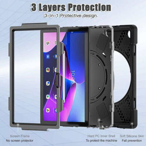 360 X-Armor Kickstand Flip Cover Περιστρεφόμενη Ανθεκτική Μαύρη (Lenovo Tab M10 (3rd Gen) 10.1'')