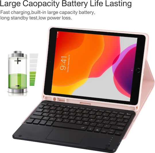 Touchpad Bluetooth Flip Cover με Πληκτρολόγιο στα Αγγλικά US Ροζ (iPad Air 2019 / iPad Pro 2017 10.5")