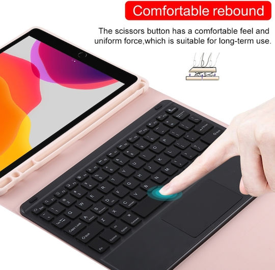 Touchpad Bluetooth Flip Cover με Πληκτρολόγιο στα Αγγλικά US Ροζ (iPad Air 2019 / iPad Pro 2017 10.5")