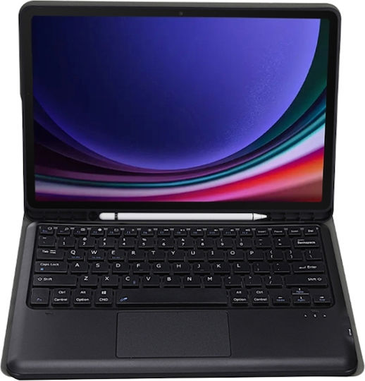 Flip Cover mit Tastatur in Englisch US Schwarz für Galaxy Tab S9+