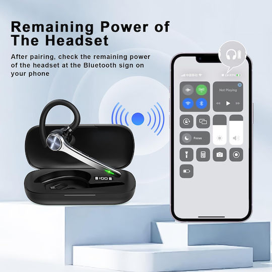 Techsuit G7 In-ear Bluetooth Handsfree Ακουστικό με Θήκη Φόρτισης Μαύρο