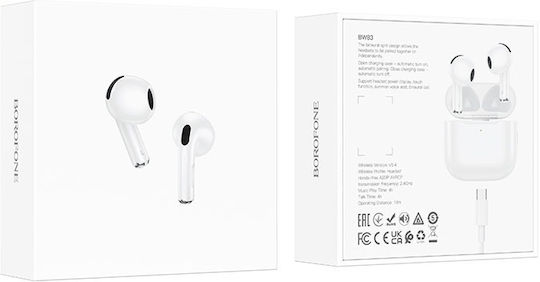 Borofone BW83 Earbud Bluetooth Handsfree Ακουστικά με Θήκη Φόρτισης Λευκά