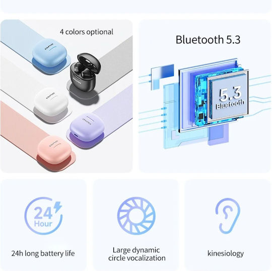 Awei T68 Earbud Bluetooth хендсфри Слушалки с Кутийка за Зареждане Бежов