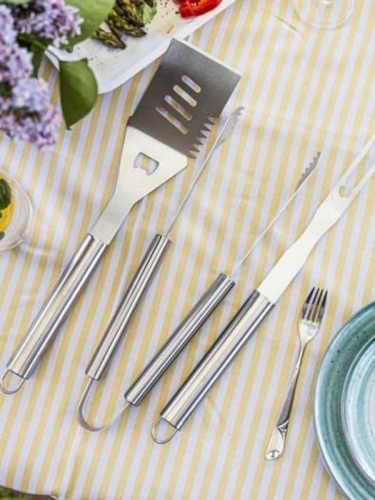 KING Hoff Set of 3 Barbecue Tools with Spatula Tongs and Opener