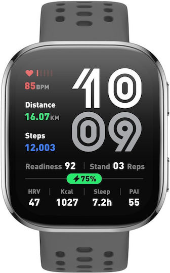Amazfit Bip 6 46mm Waterproof Smartwatch with Heart Rate Monitor (Charcoal)