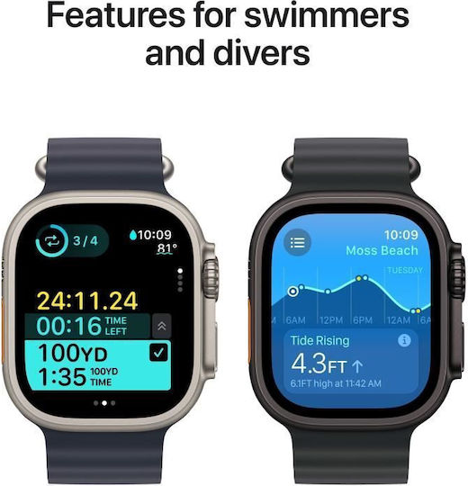 Apple Watch Ultra 2 2024 Titanium 49mm Waterproof with eSIM and Heart Rate Monitor (Black with Black Trail Loop - S/M)