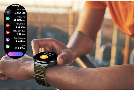 Colmi V69 Aluminium 52mm Smartwatch mit Herzfrequenzsensoren Schwarz Large