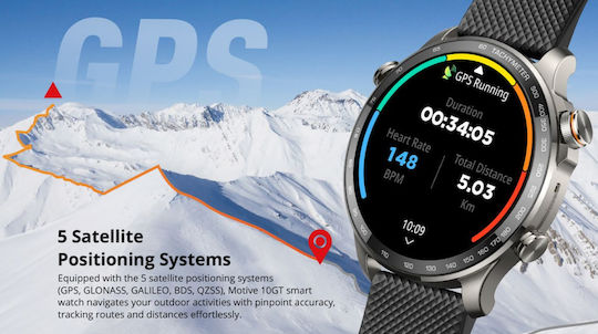 Riversong Motive 10 GT Smartwatch με Παλμογράφο (Μαύρο)