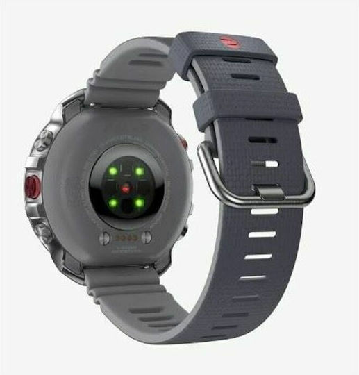 Polar Grit X2 Pro Stainless Steel 49mm Αδιάβροχο Smartwatch με Παλμογράφο (S/L Grey Silicone Strap)