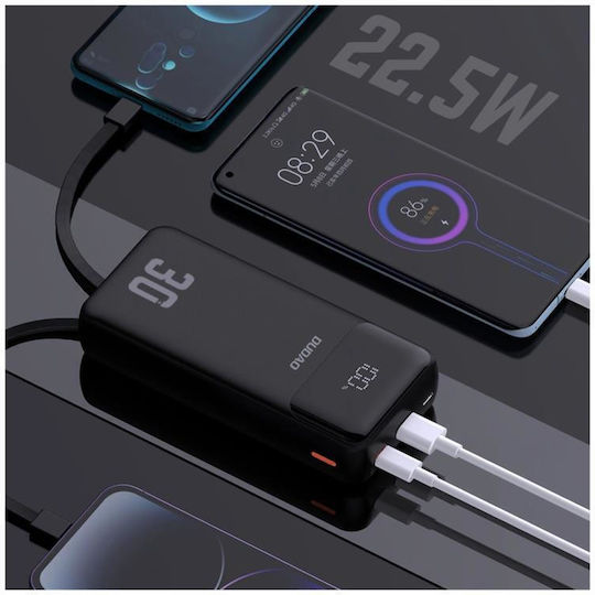 Dudao K15Max Power Bank 30000mAh 22.5W με Θύρα USB-A και Θύρα USB-C Power Delivery / Quick Charge Μαύρο