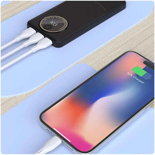 Dudao K12Pro Power Bank 20000mAh 22.5W cu Port USB-A și Port USB-C Livrarea energiei Alb