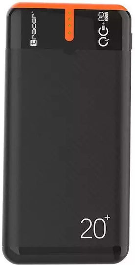 Tracer EnerGen Power Bank 20000mAh 22.5W με 2 Θύρες USB-A και Θύρα USB-C Power Delivery / Quick Charge 3.0 Black Orange