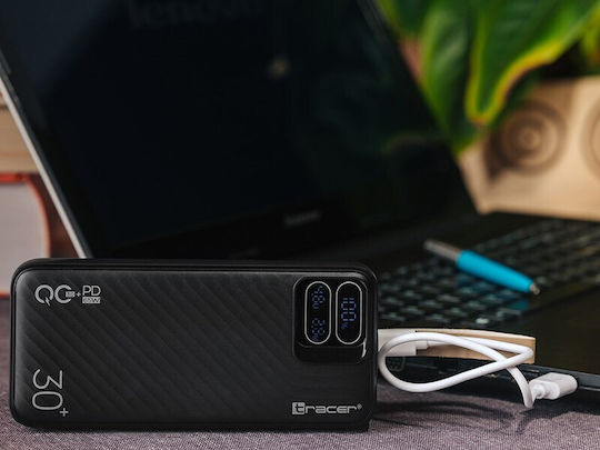 Tracer Blaze Power Bank 30000mAh 65W με 2 Θύρες USB-A και Θύρα USB-C Μαύρο