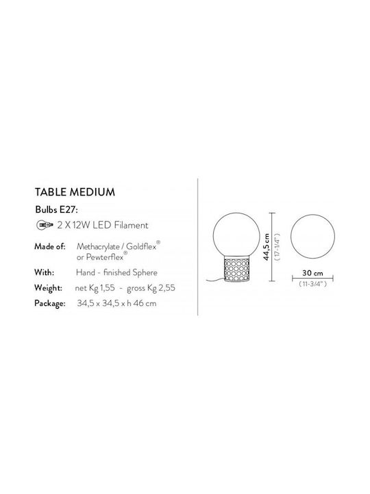 Slamp Decorative Lamp with Socket for Bulb E27 Gray