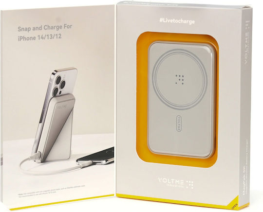 Voltme MagPak MagSafe Power Bank 5000mAh 15W με Θύρα USB-C Dove Grey