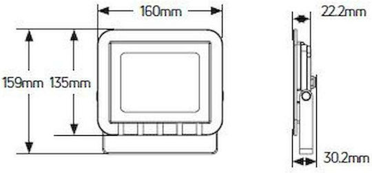 Geyer Στεγανός Προβολέας LED 30W Θερμό Λευκό 3000K IP65