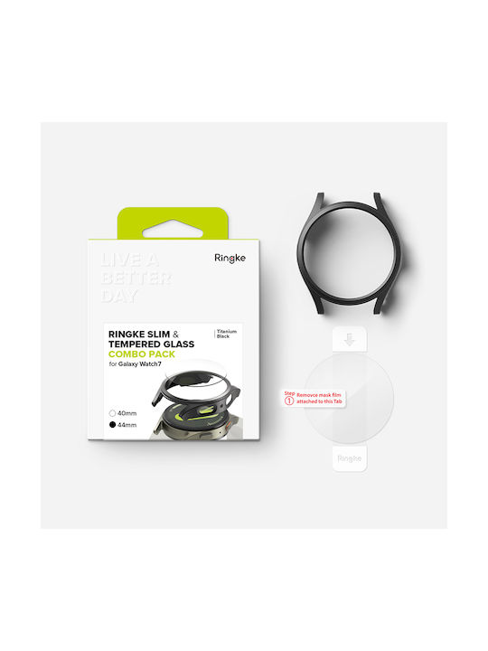 Ringke Slim Plastic Case with Glass in Black color for Galaxy Watch 7 (44 mm)