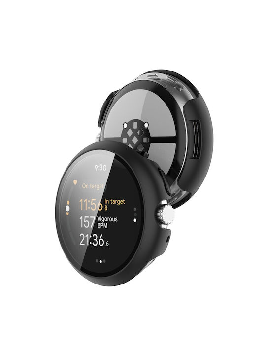 Πλαστική Θήκη με Τζαμάκι σε Μαύρο χρώμα για Google Pixel Watch 3 (45mm)