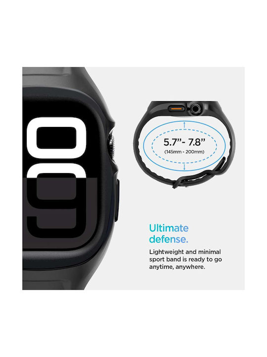 Spigen Liquid Air Pro Matte Silikonhülle in Schwarz Farbe für Apple Watch 10 46 mm