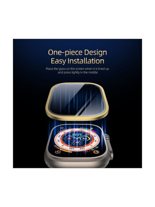 Tempered Glass Пластмасов Калъф със Стъкло в Златист цвят за Apple Watch Ultra 49мм