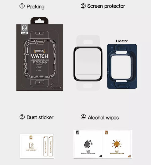 3d Full Glass 9h Full Face Tempered Glass pentru Apple Watch 41mm 1buc
