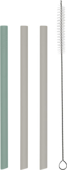 Strohhalme Set 3 Stück Silikon Platinum Kikka Boo Salbei 31302050003