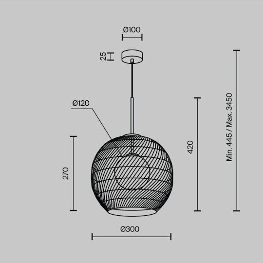 Maytoni Висящо Осветително Тяло Бежов Мрежа 30x30см.