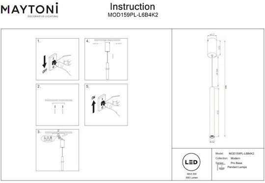 Maytoni Pendant Light White LED with Natural White Light