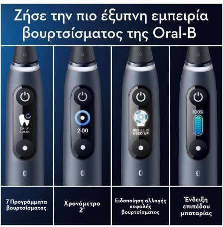 Oral-B IO Series 9 Ηλεκτρική Οδοντόβουρτσα με Χρονομετρητή, Αισθητήρα Πίεσης και Θήκη Ταξιδίου Duo Black Onyx & Rose Quartz Διπλή Συσκευασία