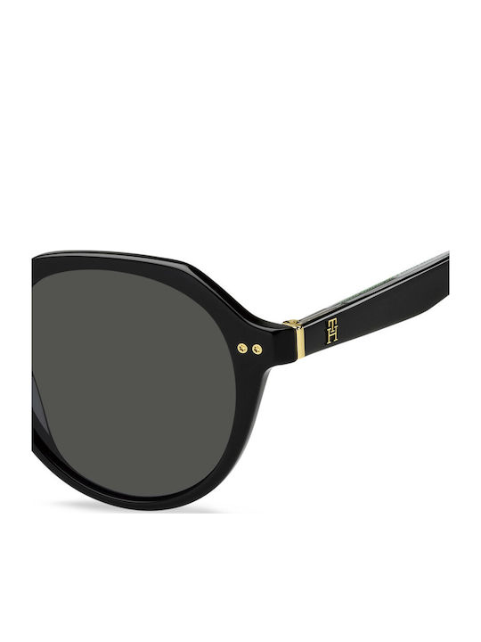 Tommy Hilfiger Unisex Ochelari De Soare Cu Ramă Neagră Din Plastic Și Lentile Gri