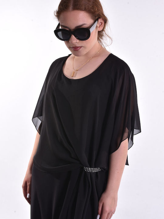 Midi Damenkleid für Hochzeit - Taufe Schwarz