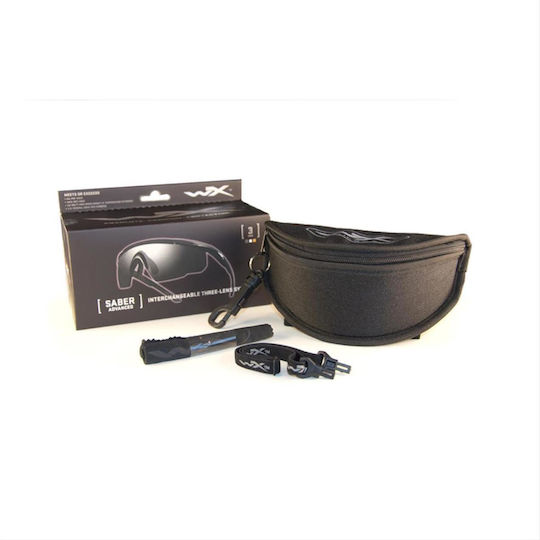 Wiley X Shooting Glasses Saber Advanced Set of 3 Lenses with Anti-Scratch Coating, Anti-Glare & UV Protection Black