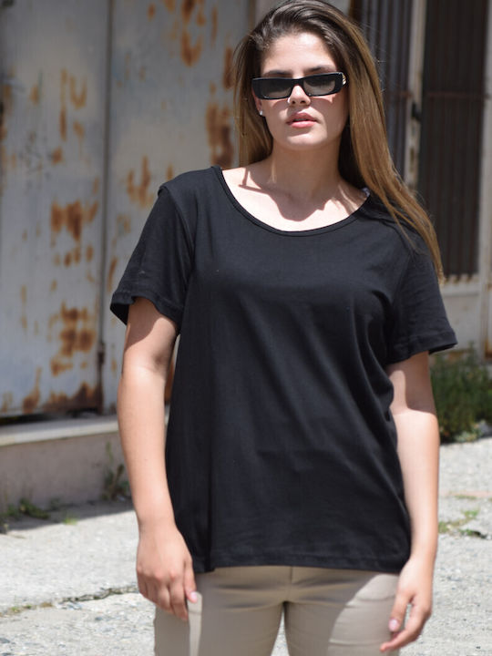Plus Size Γυναικεία Αθλητική Μπλούζα Μαύρη
