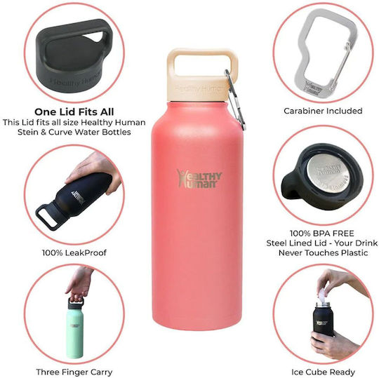 Healthy Human Μπουκάλι Θερμός Ανοξείδωτο / Πλαστικό BPA Free 621ml Stein Bottle Rose Healthy Human