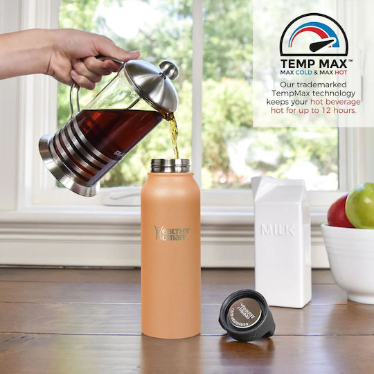 Healthy Human Μπουκάλι Θερμός Ανοξείδωτο / Πλαστικό BPA Free 621ml Stein Bottle Mocha Healthy Human