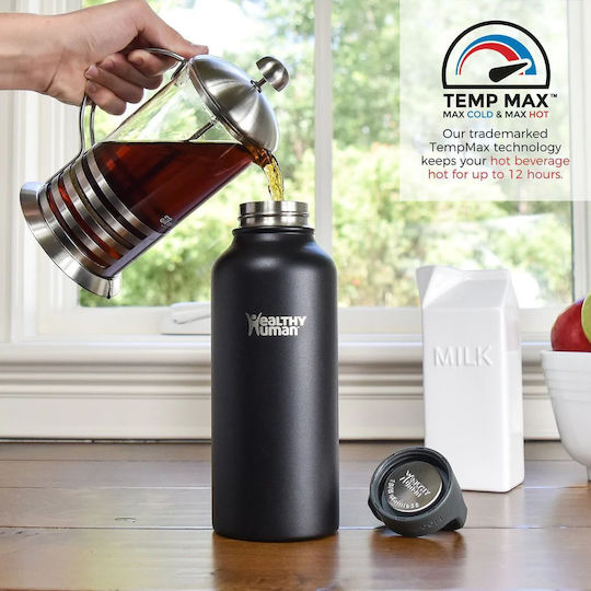 Healthy Human Μπουκάλι Θερμός Ανοξείδωτο / Πλαστικό BPA Free 950ml Stein Bottle Pure Black Healthy Human