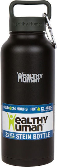 Healthy Human Μπουκάλι Θερμός Ανοξείδωτο / Πλαστικό BPA Free 950ml Stein Bottle Pure Black Healthy Human