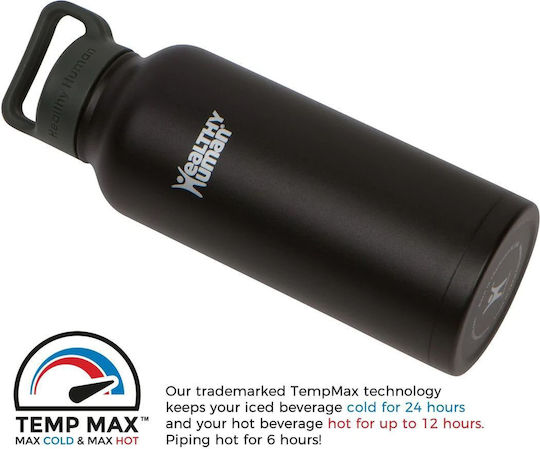 Healthy Human Μπουκάλι Θερμός Ανοξείδωτο / Πλαστικό BPA Free 950ml Stein Bottle Pure Black Healthy Human