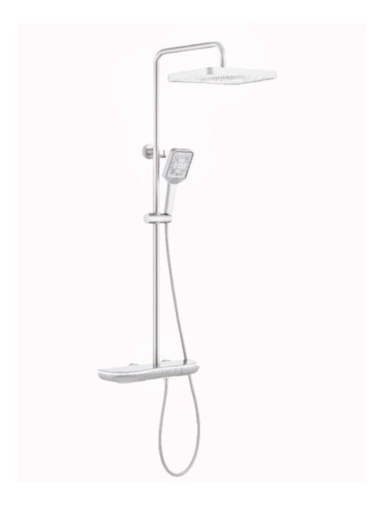 Dream House Adjustable Shower Column with Mixer White Dream House Adjustable Shower Column with Mixer White