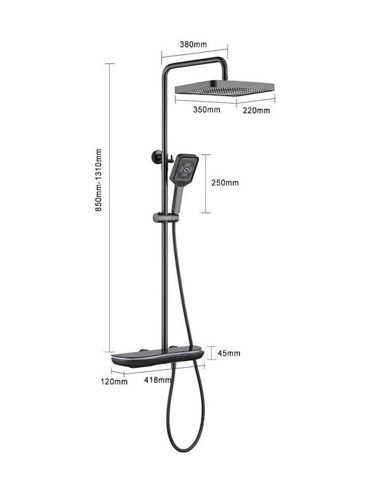 Dream House Adjustable Shower Column with Mixer Black