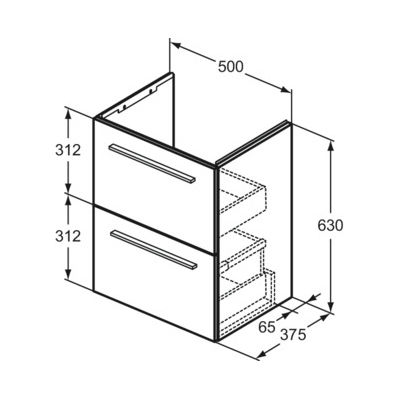 Ideal Standard Πάγκος χωρίς Νιπτήρα Μ50xΒ37.5xΥ63cm Μπεζ