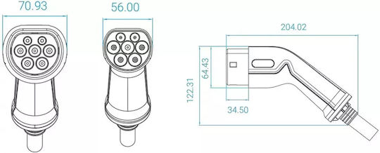 Digital IQ Electric Car Three-phase Charging Station Cable 8m Type 2 - Type 2 CB16A03-8