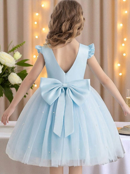 Детска Рокля Без ръкави Тюл Обикновени Light Blue