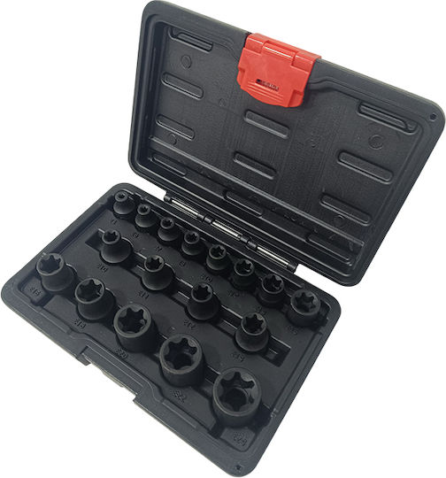 SKS Tools Καρυδάκια Torx με Καρέ Υποδοχής 3/8", 1/2" Σετ 17τμχ