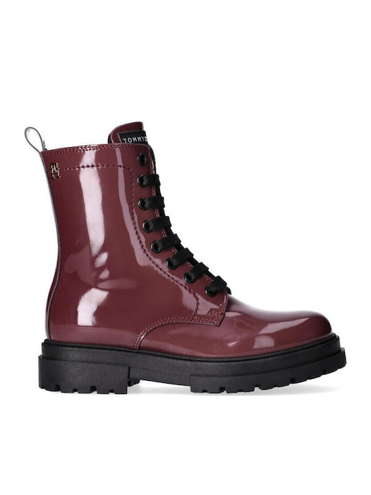 Kinderstiefel aus Lackleder mit Reißverschluss Burgundisch