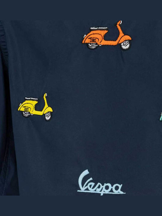 Riding Vespa Мъжки Бански Плувни Шорти Тъмносин