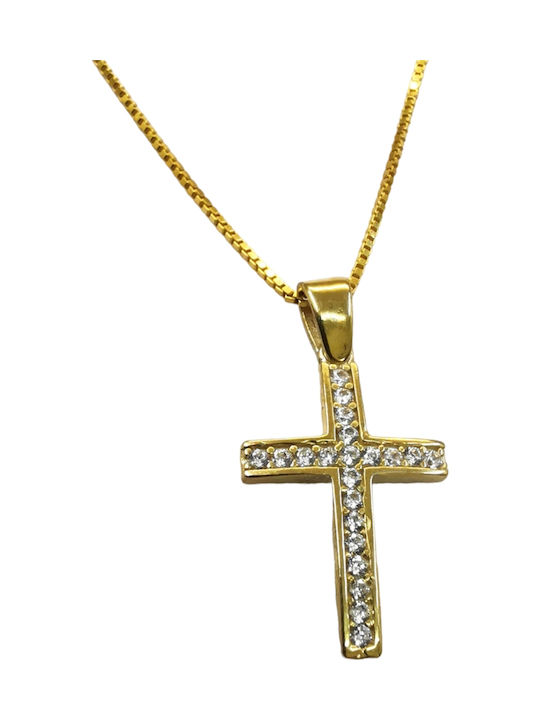 Aris Dentopoulos Jewellery Women's Cross from Gold Plated Silver with Chain