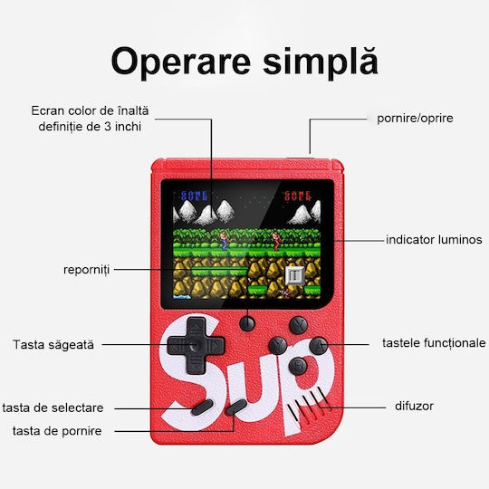 Portable Game Console 400in1 Lcd Display 3.0" 6 Years + Red