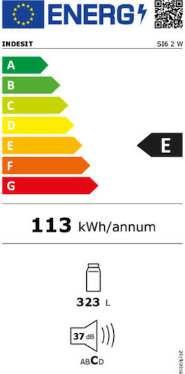 Indesit Ψυγείο Συντήρησης 323lt NoFrost Υ167xΠ59.5xΒ64.5εκ. Λευκό SI6 2 W